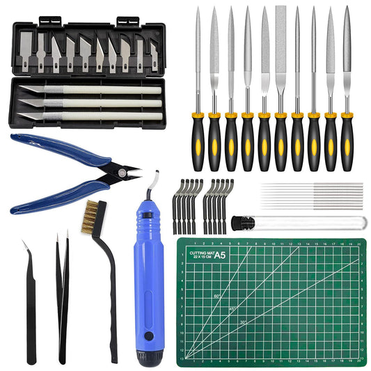 49Pcs 3D Printer Accessories Kit, 3D Printing Tools Set Includes Nozzle Cleaning Kit, Deburring Tools, Needle Files, Removal Tools, Craft Knife, Tweezers, Cutting Mat for 3D Prints Finishing - WoodArtSupply