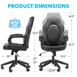 OLIXIS Computer Gaming Chair - PU Leather Ergonomic Office Chair Swivel Desk Chair with Lumbar Support, Executive Chair with Padded Armrest and Seat Cushion for Adults, Grey OLIXIS
