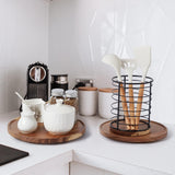 [ 2 Pack ] 10-inch Acacia Wood Lazy Susan Organizers, ACIAZAAZ Lazy Susan Turntable for Cabinet, Kitchen Turntable Storage for Table, Countertop, Pantry ACIAZAAZ