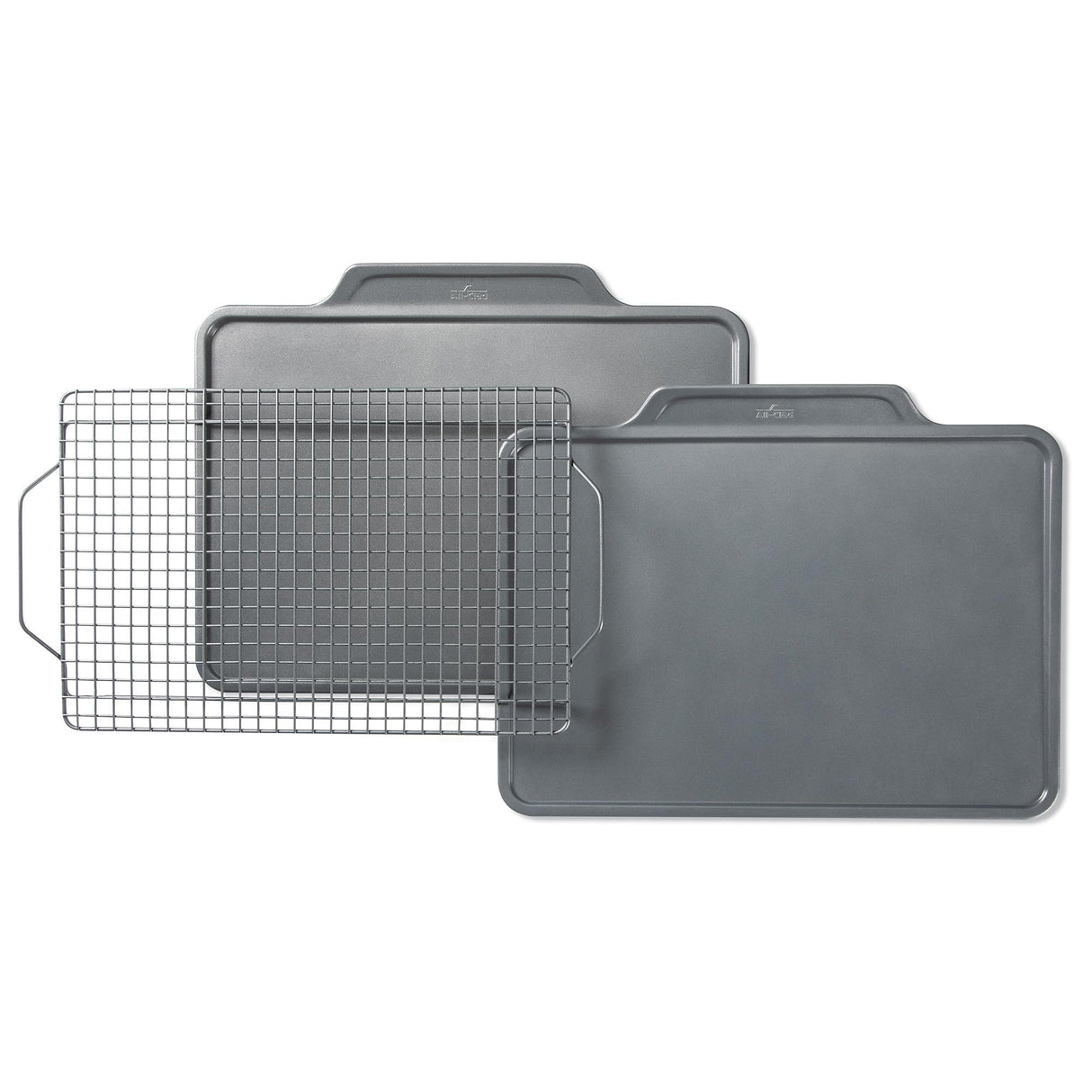 All-Clad Pro-Release Nonstick Bakeware Set 3 Piece Oven Safe 450F Half Sheet, Cookie Sheet, Muffin Pan, Cooling & Baking Rack, Round Cake Pan, Loaf Pan, Baking Pan Grey All-Clad