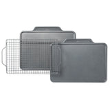 All-Clad Pro-Release Nonstick Bakeware Set 3 Piece Oven Safe 450F Half Sheet, Cookie Sheet, Muffin Pan, Cooling & Baking Rack, Round Cake Pan, Loaf Pan, Baking Pan Grey All-Clad