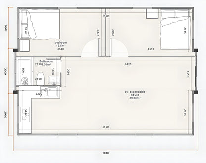 Generic Modern 30Ft Luxury Home with Pitch Roof – Living House with 3 Bedrooms, 1 Bathroom & Kitchen, Waterproof, Sleek Design (30 x 20Ft), Brown-White