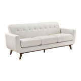 Lexicon Modern Accent Couch, Textured Fabric Upholstered Sofa with Brown Wood Legs, Track Arms, Tufted Couch Back, 3 Seater Sofa for Living Room/Office/Waiting Room, Beige Lexicon