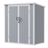 NOVIRE 5x3 Resin Garden Sheds & Outdoor Storage on Clearance, Weather-Resistant Plastic Shed with Floor and Lockable Door for Garden Tools, Lawn Mower, Bike, Backyard Organization, Aritic Light Grey NOVIRE