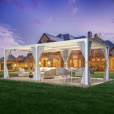 MELLCOM Louvered Pergola 12x20, Aluminum Pergola with Adjustable Louvered Roof, Outdoor Pergola with Waterproof Curtains and Nets, White MELLCOM