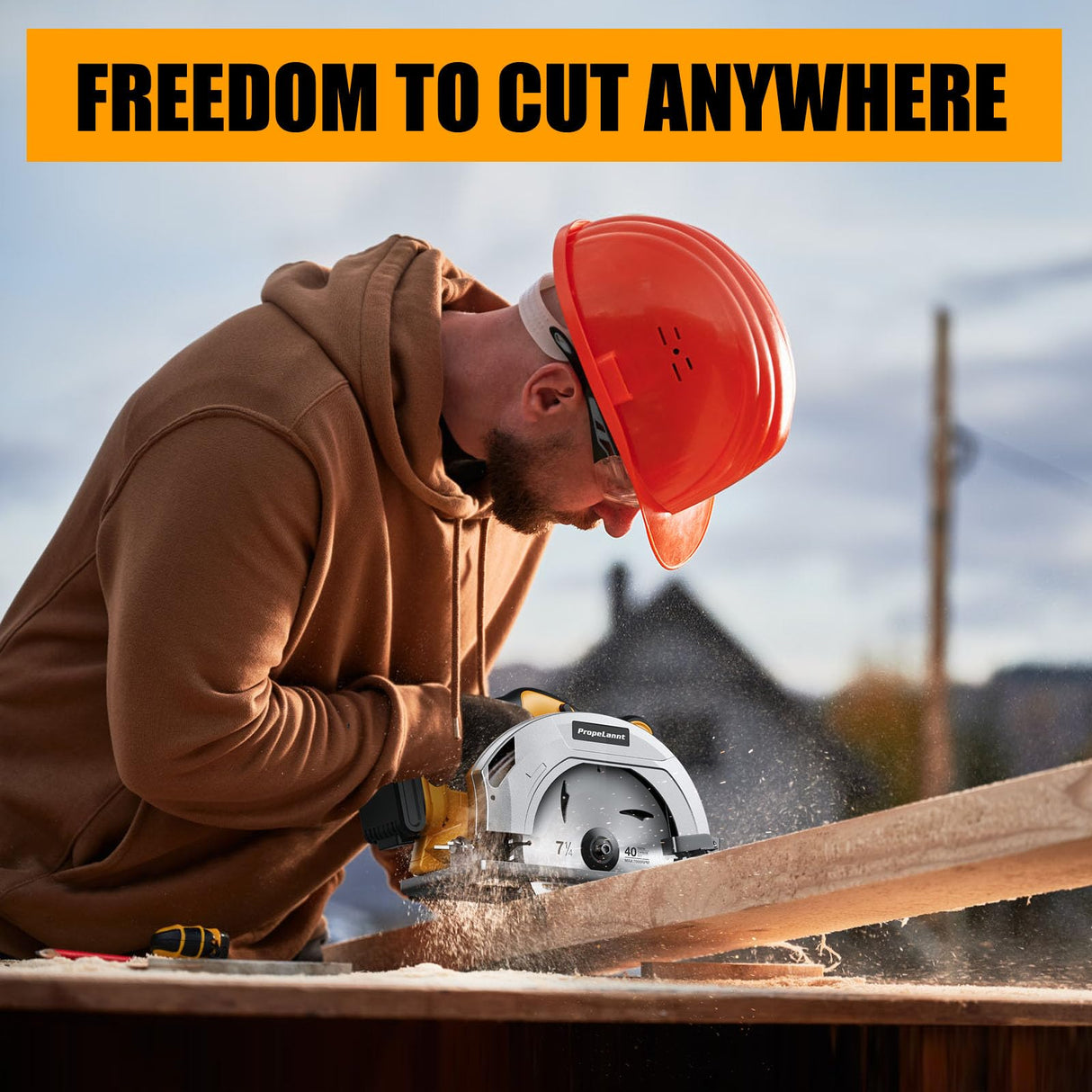 Circular Saw for Dewalt 20V MAX Battery, 7-1/4 Inch Power Wood Saws with Brushless Motor, 0-50 Degree Bevel Capability, Electric Saw for Wood Cutting Plastic(No Battery) PropeLannt