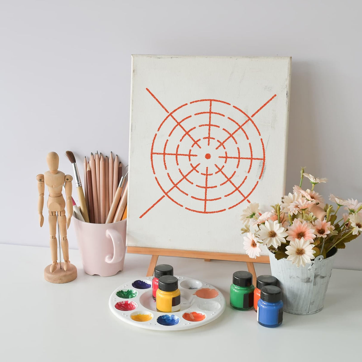 NUVCELKA Mandala Dot Painting Stencils - 9 Pack 5.5"/6"/8" Circle Drawing Templates - Mandala Dotting Tools for Rock Painting, DIY Art Projects - Reusable PET Stencil Templates NUVCELKA