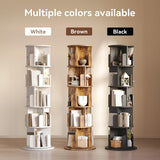 MXV Rotating Bookshelf, 360 Display 5 Tier, Small Corner Bookshelf for Small Space, Floor Standing Bookcase Storage Rack, Wood Narrow Book Shelf Organizer for Bedroom, Living Room, White MXV