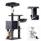Hey-brother Cat Tree, 42.5-Inches Cat Tower for Indoor Cats, Plush Multi-Level Kitten Cat Condo with Scratching Post, Ramp, Basket, Spacious Cat Cave, Hanging Ball, Smoky Gray MPJ007SG Hey-brother