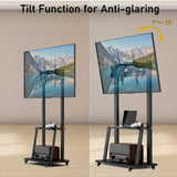 Duiliuu Rolling TV Stand, TV Stand with Wheels for 32-75 inch TV, Portable TV Stand with Shelf,Hight Adjustable,15° Adjustable Viewing Angle,Max 130LBS, Vesa max 600×400 Duiliuu