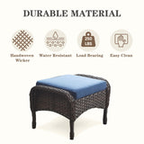 Belord 6 Piece Patio Conversation Sets - Wicker Patio Furniture Sets with Outdoor Swivel Rocker Chairs Outdoor Couch Perfect for Patio Deck Backyard, Brown Wicker Blue Cushion Belord