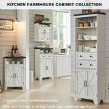 ACCOHOHO Corner Bathroom Cabinet, Farmhouse Small Corner Cabinet with Barn Door & Adjustable Shelf, Corner Kitchen Cabinet, Storage Cabinet for Bathroom, Kitchen, Living Room, Off White ACCOHOHO