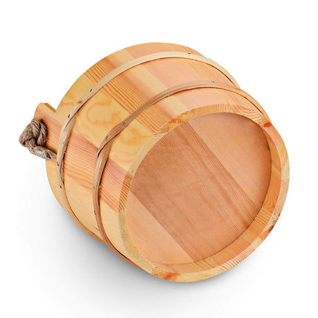 Bestnewie Sauna Bucket with Ladle Handmade Wooden Sauna Bucket Sauna Spa Accessory - 5 Liter (1.3 Gallon) Sauna Bucket with Felt Sauna Hat and Sauna Seat Pad Bestnewie