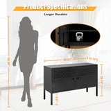 biosp 2 Door Metal Accent Cabinet 25" H Metal Storage Cabinet for Home Office Hallway Entryway Garage Basement, TV Stand for Living Room, Black biosp