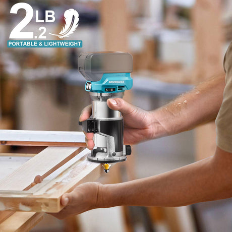 Cordless Compact Router for Makita 18V Battery (Bare Tool), 6 Variable Speeds Router Tool for Woodworking, 800W 30,000 RPM Fixed Base Wood Router with Trim Router Bits, Edge & Roller Guide, Dust Hood MtiolHig
