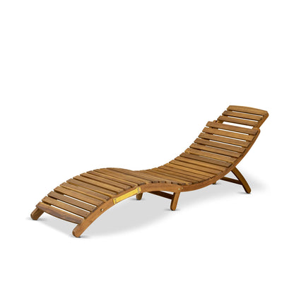 East West Furniture BHNU1NA Helena Patio Chaise Lounge-Outdoor Acacia Wood Sunlounger Chair for Poolside, Deck, Lawn, 72x22x25 Inch, Natural Oil