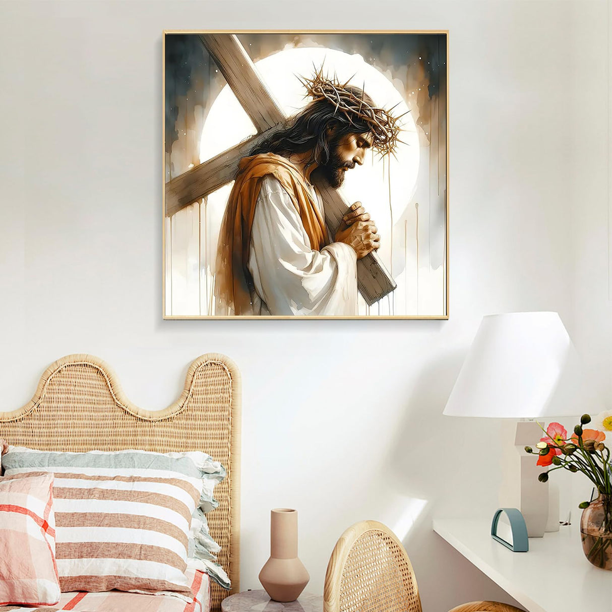 Paint by Numbers Kit for Adults - Jesus Cross Acrylic Adult Paint by Number Kits on Canvas for Beginner, Religious Christians DIY Oil Painting by Numbers for Adults, Perfect for Decor Gift 16"x20" Offito