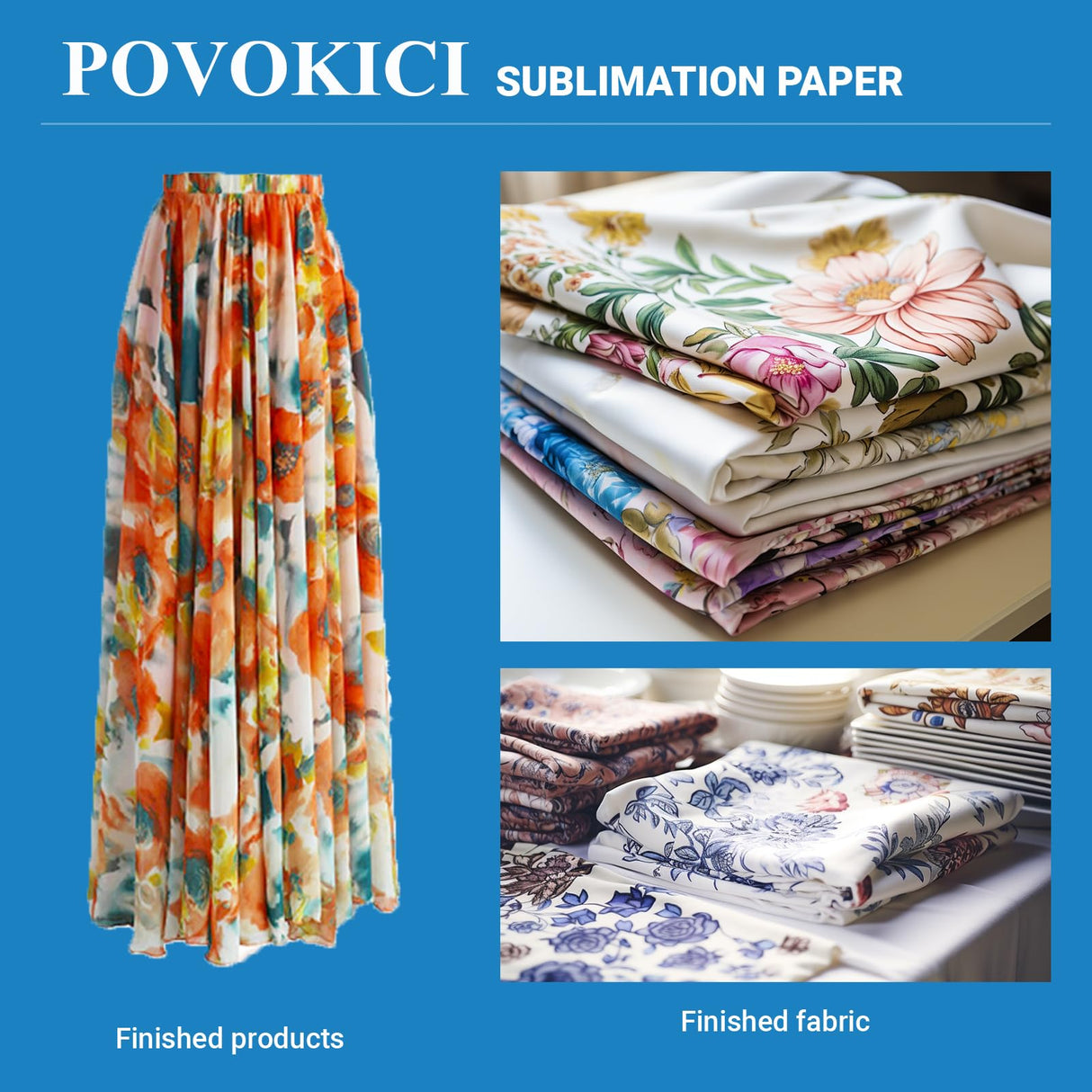 POVOKICI 44 Inch High Tacky Sticky Sublimation Paper 44" x 328´ 100gsm Sublimation Transfer Paper Roll for Polyester Clothing Spandex Textiles POVOKICI