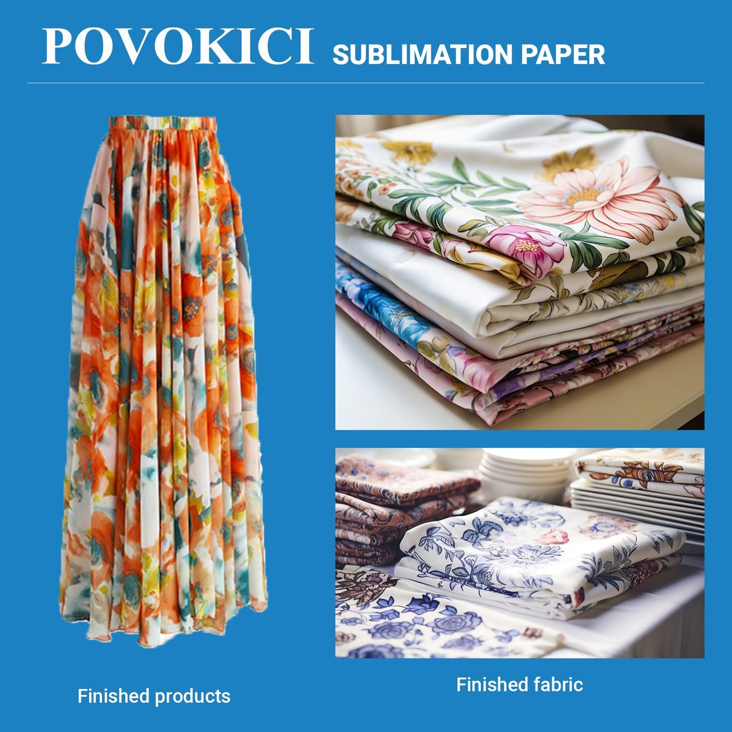 POVOKICI 44 Inch High Tacky Sticky Sublimation Paper 44" x 328´ 100gsm Sublimation Transfer Paper Roll for Polyester Clothing Spandex Textiles