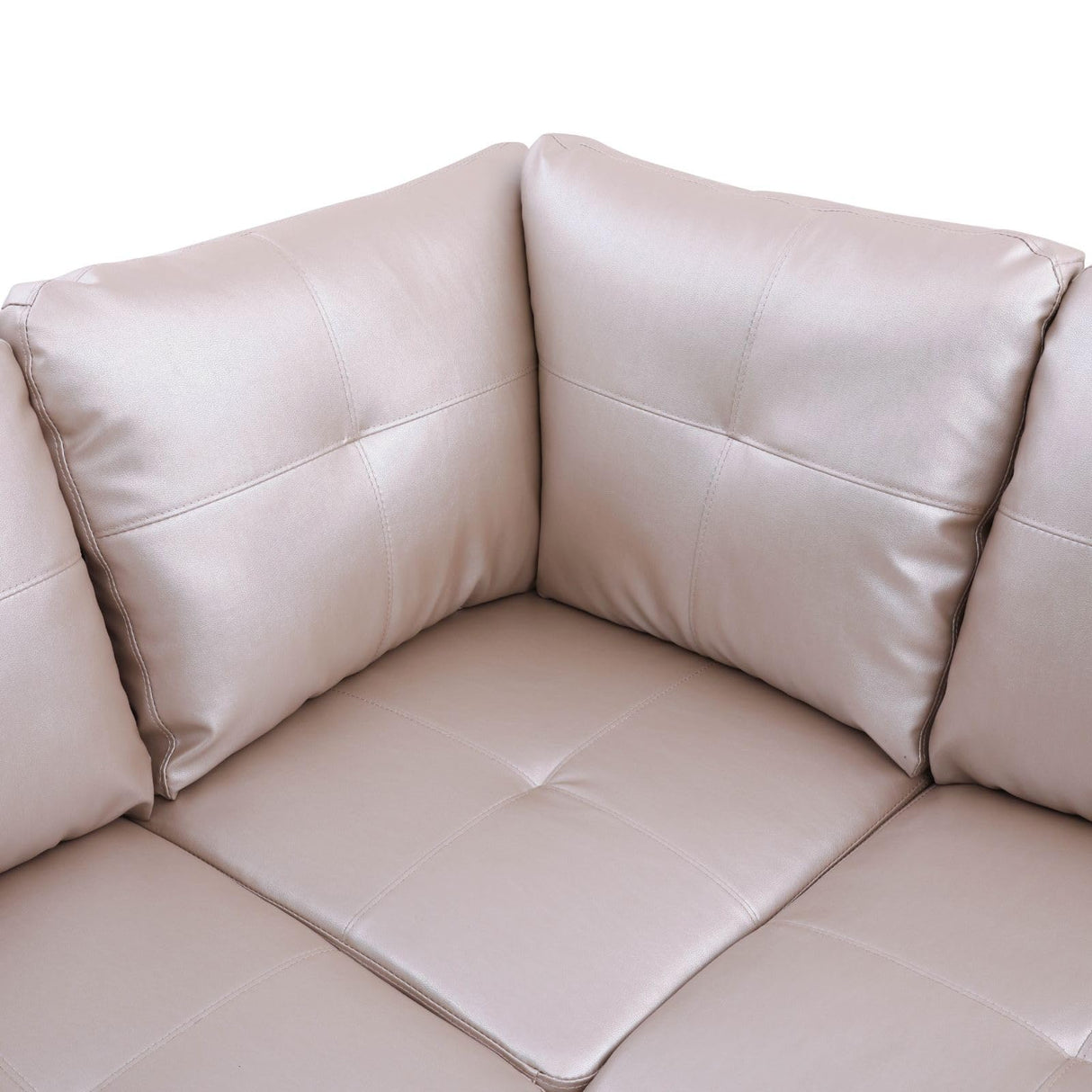 NicBex Sectional Couch 2 Pieces 66.5" L Sofa with Right Chaise Faux Leather L Shaped Cloud Couch for Living Room Furniture Sets with Cushion, Modular Sofa for Living Room & Small Apartment, Latte NicBex