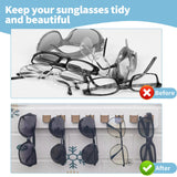 FINDAMAZE Sunglasses Organizer Wall Mounted Wood Sunglass Holder for Home Glasses Holder/Sunglasses Rack,Home Decor (White-1pcs-long) FINDAMAZE