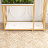 WOULHOMY 29 Gallon Fish Tank Stand, Metal Aquarium Stand with Shelves for Fish Tank Accessories Storage, Reptile Tank Turtle Terrariums Stand for Home Office (Gold) WOULHOMY