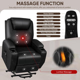 JUMMICO Power Lift Recliner Chair with Massage for Elderly PU Leather Modern Reclining Sofa Chair with Cup Holders, Remote Control, Adjustable Furniture (Black) JUMMICO