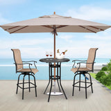 VINGLI Cast Aluminum Bar Height Patio Table with Umbrella Hole - Tall Outdoor Bistro Table, 32" Dia x 41" H (Black) VINGLI