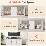 MAHANCRIS Cat Litter Box Enclosure for 2 Cats, 47.2" Hidden Cat Litter Box Furniture with Double Rooms, Wooden Litter Box Furniture, Indoor Cats House, Cat Washroom Furniture, White CWZW2201 MAHANCRIS