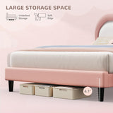 YITAHOME Full Size Bed Frame, LED Bed with PU Faux Leather Adjustable Cloud Headboard, Platform Upholstered Bed Frame with Wooden Slats Support, No Box Spring Needed, Easy Assembly, Pink YITAHOME