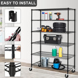6 Tier Storage Shelves, 5999 Lbs Capacity Metal Shelf with Wheels Height Adjustable NSF Certification 48" L×18" W×72" H Heavy Duty Wire Shelving Units for Garage Pantry Kitchen Rack, Black Dlewmsyic