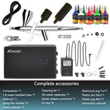 XDOVET 55PSI High-Pressure Airbrush kit with Air Compressor, Six-Speed Adjustable Trigger Airbrush Gun with 12-Color Paint,Air Brush Set for Miniature Painting, Model Cars Painting,Hobby XDOVET