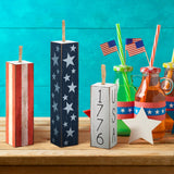 Amyhill 3 Pcs 4th of July Wooden Table Decorations Patriotic Table Centerpieces Independence Day Wood Firework Fourth of July Table Signs for Home Farmhouse Decor(Classic Style) Amyhill