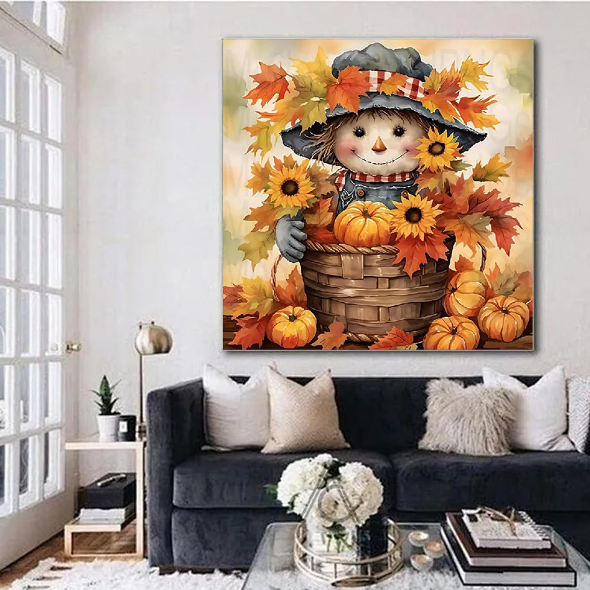 BAWKENTON Pumpkin Paint by Numbers for Adults and Kids, Fall Pumpkin Painting by Number Kits On Canvas, Number Artist Paint by Number Kit Funny Flower Without Frame DIY, Home Wall Decor, 11.8x11.8in BAWKENTON