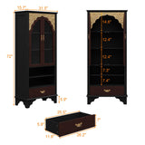 Timechee Modern Book Shelf with Drawers, 72" Tall Black Bookcase Storage Cabinet with Tempered Glass Doors and Open Shelves, Large Bookshelves and Bookcases, Display Cabinet Bookshelf for Living Room Timechee