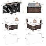 Tangkula 7-Piece Outdoor Patio Furniture Set with 42" Propane Fire Pit Table, Outdoor Wicker Conversation Set with Cushions and Tempered Glass Coffee Table, 50,000 BTU Gas Fire Pit Table (Off White) Tangkula