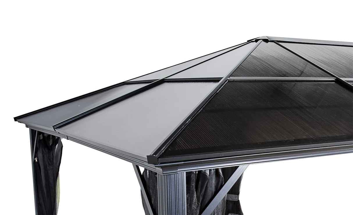 Sojag 500-5157871 Meridien Hardtop Gazebo Outdoor Sun Shelter, 12' by 16', Charcoal Sojag