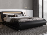 Allewie Queen Size Black LED Platform Bed Frame with Adjustable Headboard and No Box Spring Required Allewie