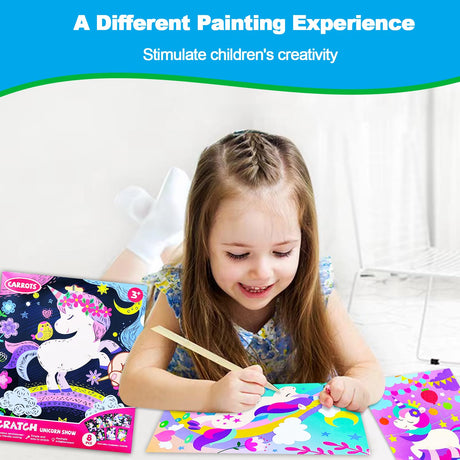 JUNQIU Scratch Art for Kids, Unicorns Black Rainbow Scratch Art Paper Set-Arts and Crafts & Supplies, DIY Activity & Party Games, Gifts for Toddlers, Girls & Boys Ages 3, 4, 5, 6, 7, 8 JUNQIU US