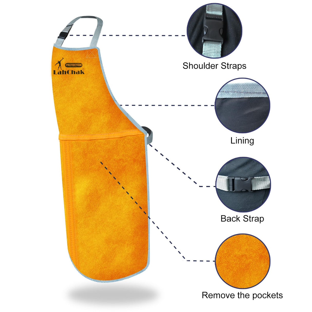 Leather Work Shop Apron, Buckle straps, Heat & Flame Resistant Heavy Duty Welding Apron LahChak