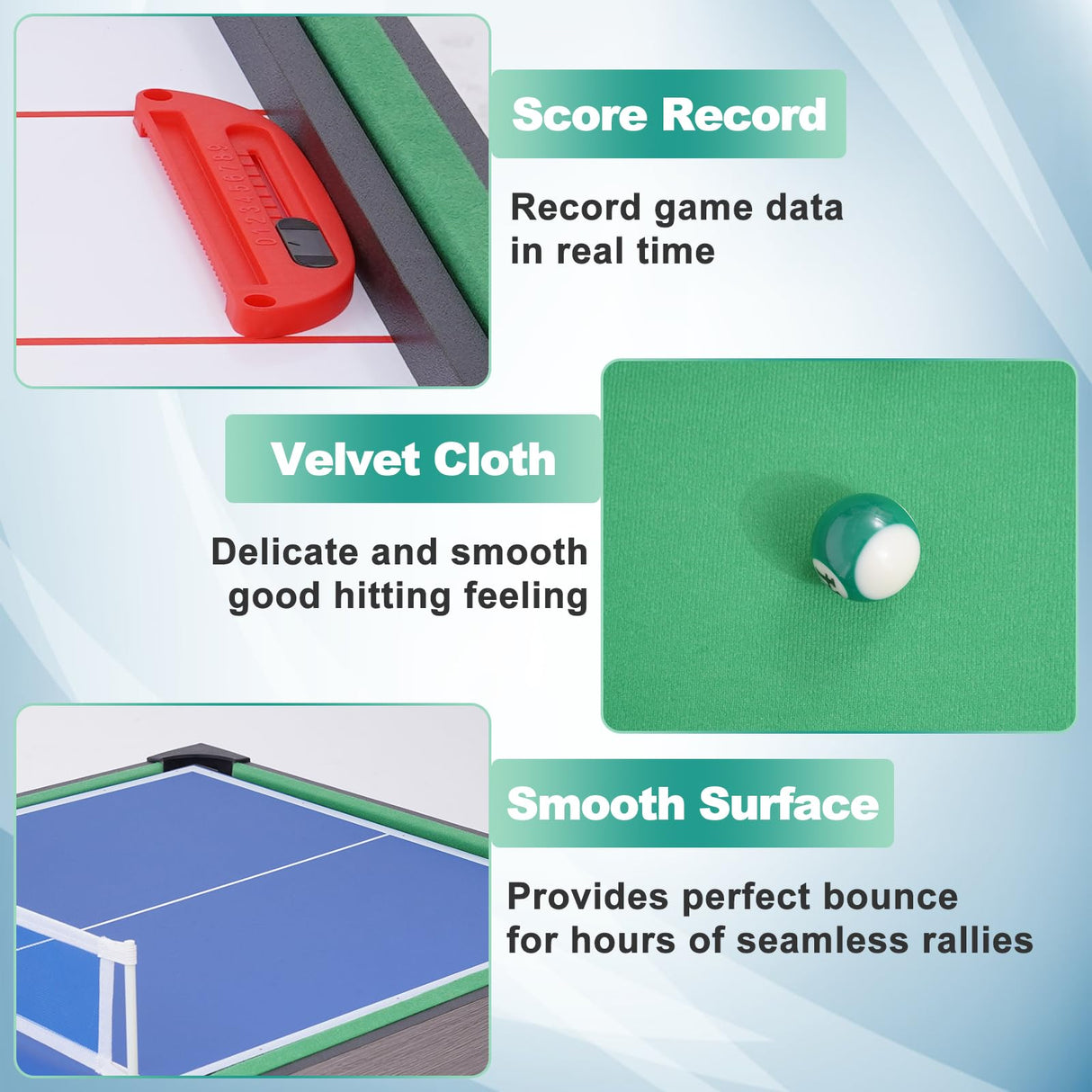 4-in-1 Multi Game Table, 54" Foldable Combo Game Table Set with Ping Pong, Hockey, Pool Billiards and foosball for Adults, Kids, Home, Game Room, Friends & Family RAYKEEP