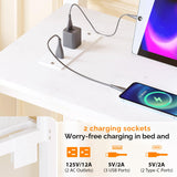 VINGLI Full Metal Loft Bed Frame with L-Shaped Desk/15 Inches Guardrail, Non-Slip Ladder, 2 Charging Stations, 4 Drawers/Storage Shelves/LED Lights, for Kids Teens Adults, No Box Spring Needed, White VINGLI