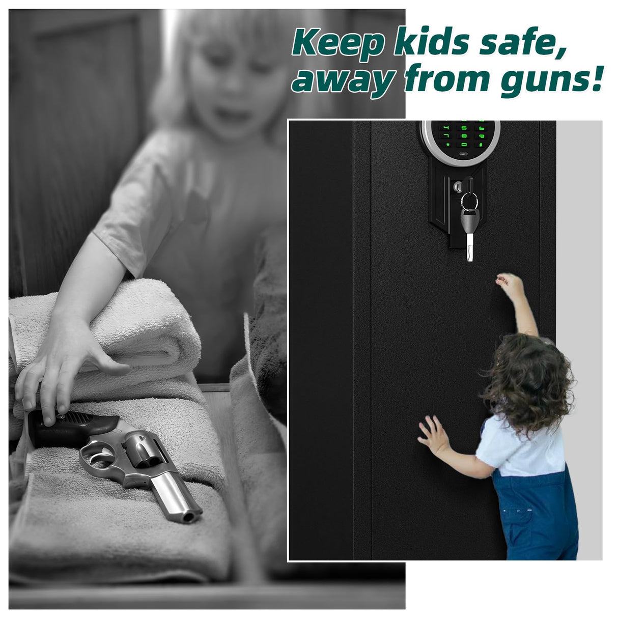 4-5 Gun Rifle Safe, Long Gun Safe for Home Rifle and Pistols with Backlit Keypad, Quick Access Gun Cabinet with LED Light and Removable Shelf kavey