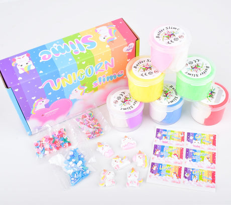 6 Pack Butter Slime Kit, with Unicorn Slime Add Ins, Soft Non-Sticky, Butter Slime Party Favor for Girls & Boys, Classroom Rewards, Stress Relief Toy, Birthday Gifts for Kids MERMAIDSLIME