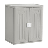 Amopatio Outdoor Storage Cabinet with 1 Shelf, Resin Storage Cabinet Waterproof, Plastic Patio Storage Shed All Weather Use for Tools, Cleaning Supplies, 19.7" D x 29.5" W x35.4 H, Grey Amopatio