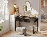 ODK 40 Inch Small Desk with Fabric Drawers- for Bedroom, Black Study Desk with Storage, Home Office Computer Desk for Small Spaces, Modern Work Writing Kids Table, Black ODK