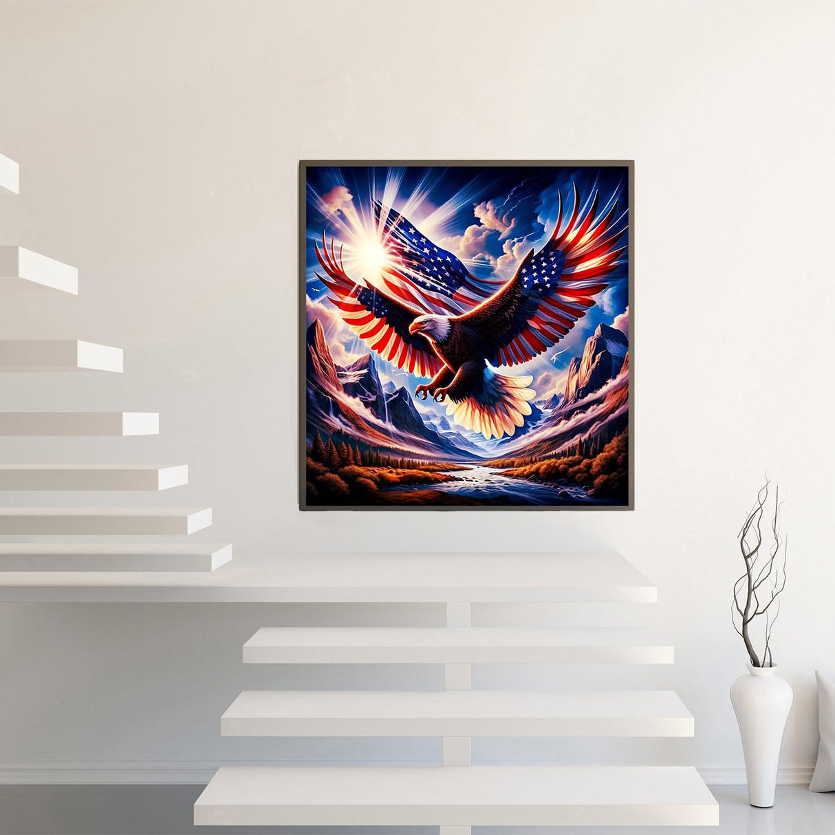 4th of July Diamond Art Painting Kits for Adults, Patriotic 5D Diamond Painting Dots Art Kits for Adults Beginner, Easy DIY Crystal Full Round Gem Art Paint by Diamond, Home Wall Decor 14 x 14 in BYGFHLYW