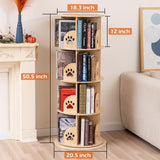 BUYWAY 360° Rotating Solid Wood Bookshelf Tower - Versatile 4-Tier Bookcase for Kids & Adults BUYWAY