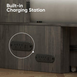 BALUS Murphy Queen Bed with Tri-Fold Mattress, Cabinet Beds with USB Ports & Large Storage Drawer, Wooden Cabinet Beds, Queen Hidden Bed for Living Room/Bedroom -Grey BALUS