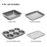 Ecolution Non-Stick Toaster Oven Bakeware Set 4-Piece, Carbon Steel, Easy to Clean and Perfect for Single Servings, Gray Ecolution
